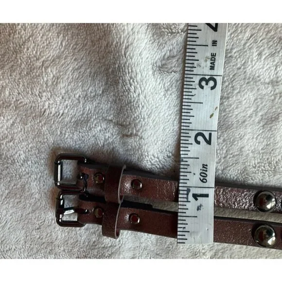 Double Studded Leather Belt Womens Sz Medium Brown Boho Goth Grunge*READ - Picture 2 of 8